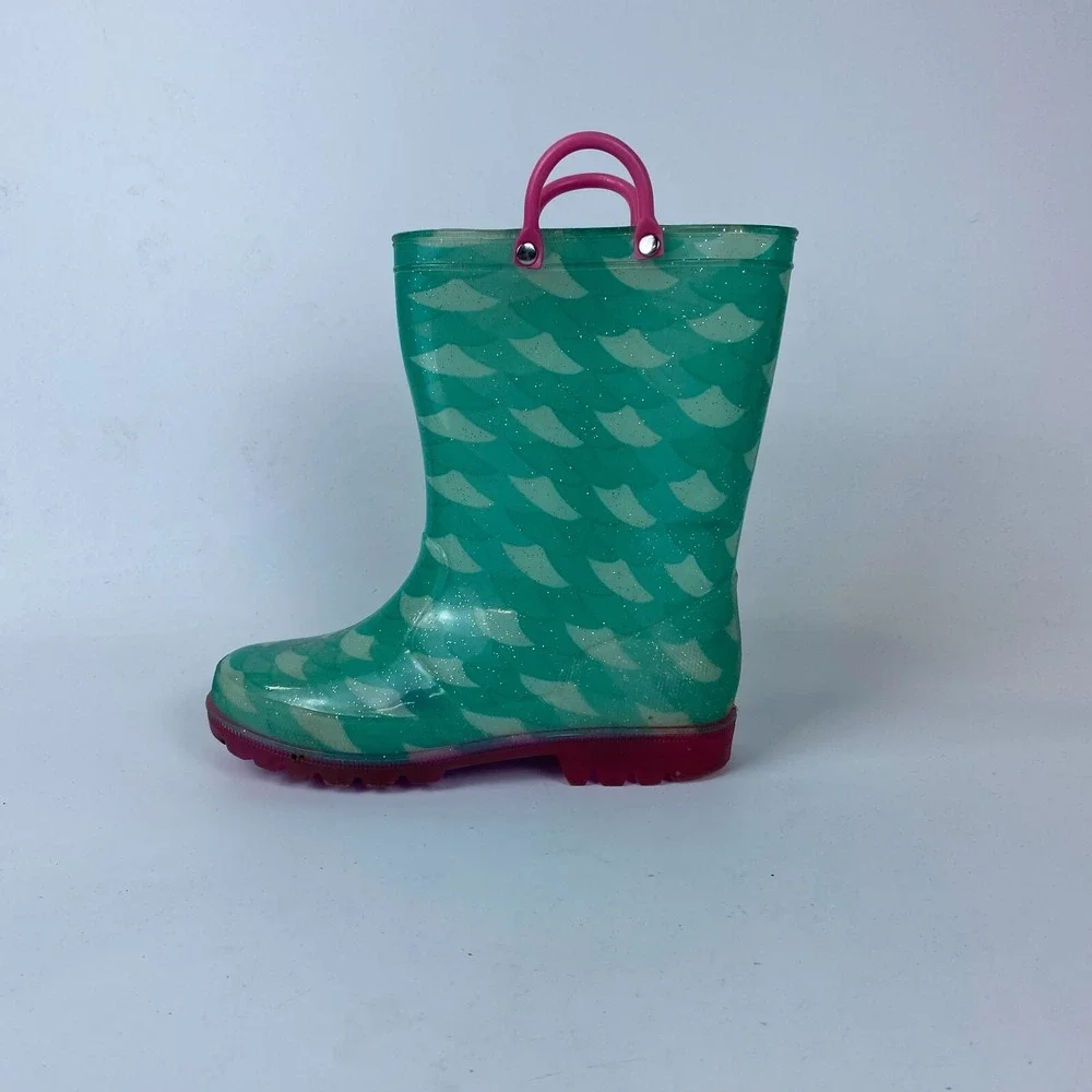 Lilly‎ of New York Loop Handle Rain Boots Toddler Girls Size 1 Mint Green Rubber